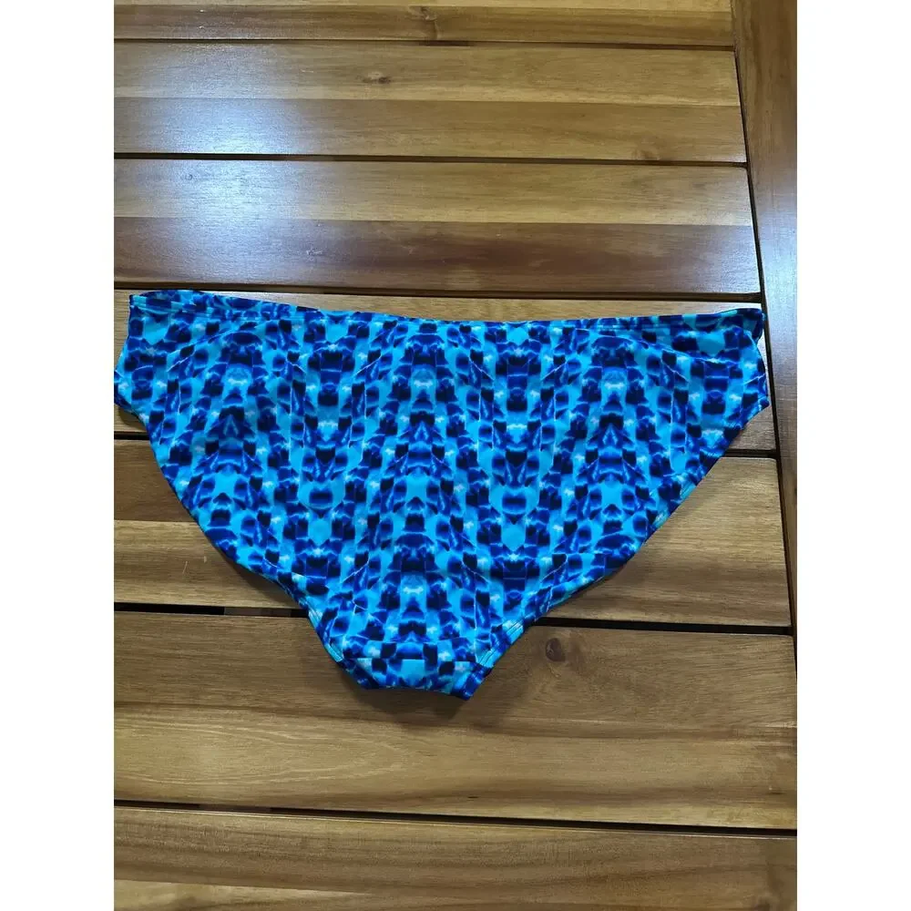 Athleta Women’s Swim Bikini Bottoms XL Blue Ruched Side Moderate Coverage